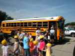 Lined up for the school bus